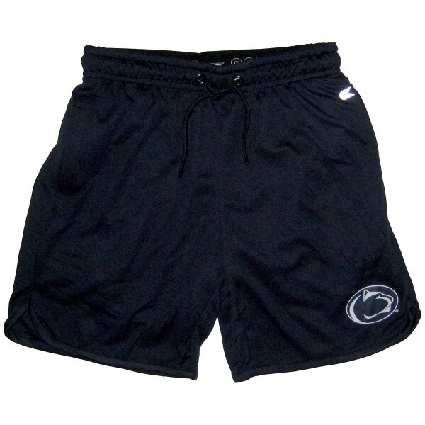 navy youth shorts with zippered side pockets and Penn State Athletic Logo on left thigh